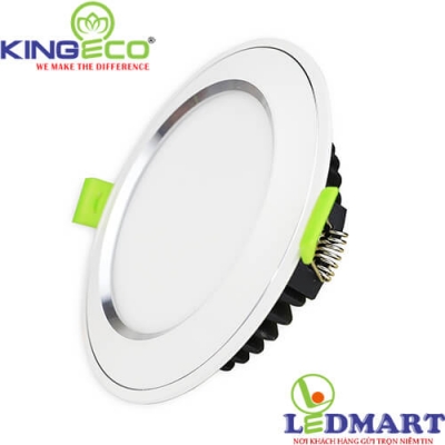 Đèn led âm trần 7W 3 màu viền bạc mặt cong KingEco EC-DLC-7-T120-DM-B